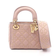 ディオール Dior ハンドバッグ レディディオール ミニ スタッズ 2WAY M0505OWFX ピンクブラウン レザー レディディオール スタッズ 2wayトート ミニ レディース Used A