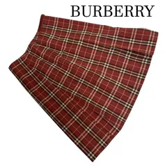 バーバリーブルーレーベル 　BURBERRY BLUE LABEL　サイドベルト付 プリーツスカート 赤チェック 36