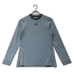 中古 レディース アディダスゴルフ adidas GOLF 長袖シャツ M 水色 モックネック ストレッチ