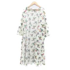 グローバルワーク GLOBAL WORK カーディガン ロング丈 リボンベルト付き 花柄 M マルチカラー アイボリー /HO1
