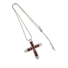 新品】ダミアーニ似クロスペンダントネックレス シルバー×ピンク 