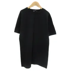 ザラ ZARA Tシャツ カットソー ロング丈 半袖 ラウンドネック 無地 オーバーサイズ S 黒 ブラック /YS18