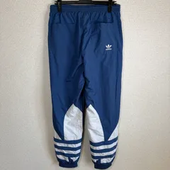 adidas トレフォイル ナイロンパンツ M 青白 3ライン トラックパンツ ジャージ ストリート