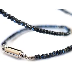 【新品】 ブラックスピネル コーティング ネックレス チョーカー 便利 マグネット ワンタッチ式 細め 太さ2.2mm 長さ42cm - 60cm レディース メンズ 日本製 (45cm) 0