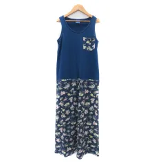 オーシャンパシフィック OCEAN PACIFIC ノースリーブワンピース ロング丈 マキシ丈 総柄 M マルチカラー 紺 ネイビー /YK2