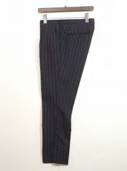 jun hashimoto (3) ストライプ スラックス NARROW TUCK PANTS ネイビー ジュンハシモト 1072010006　K4-97のサムネイル