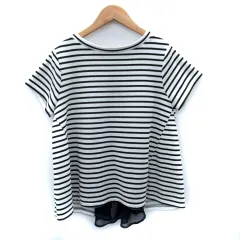 ロペピクニック ROPE Picnic カットソー 半袖 ラウンドネック ボーダー柄 シフォン 38 M 白 ホワイト 黒 ブラック /SM27