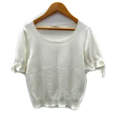 プロポーション ボディドレッシング PROPORTION BODY DRESSING ニット カットソー 半袖 ラウンドネック リボン FR 白 ホワイト /SY46