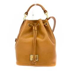 MOSCHINO モスキーノ 2WAY巾着ショルダーバッグ  ロゴプレート/型押しレザー    ブラウン レディース / 240001199104