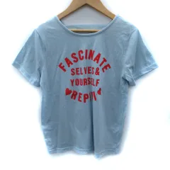 レピピアルマリオ REPIPIARMARIO Tシャツ カットソー 半袖 ラウンドネック ロゴ プリント M 水色 ライトブルー 赤 レッド /SM25