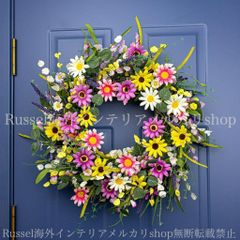 フラワーリース♡馬蹄形ナチュラルリース＆ひまわりのオーバルリース♡玄関リース造花 フラワーリース♡馬蹄形ナチュラルリース＆ひまわりのオーバルリース