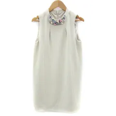 リリーブラウン Lily Brown ワンピース ミニ丈 ノースリーブ ビジュー 0 ベージュ /YM2