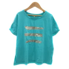 ハッシュアッシュ HusHusH Tシャツ カットソー 半袖 ラウンドネック プリント 3 ターコイズブルー シルバー色 /YS23