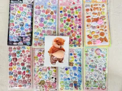 ぷっくりシール8枚＋柴犬スクイーズセット 立体シール ステッカー デコ素材 手帳デコ 韓国風 かわいい まとめ売り 新品 匿名配送 即購入OK