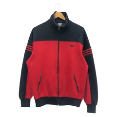 【中古】80s adidas デサント製 トラックジャケット サイズ7 レッド＆ブラック[79]