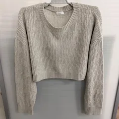 LOWRYS FARM  ショート丈ケーブルニットセーター ベージュ クロップド丈 フリーサイズ