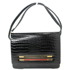 ★2wayバッグ  ハンドバッグ  ショルダーバッグ  ブラック レザー 型押クロコダイル  普段使い用 お出かけ用