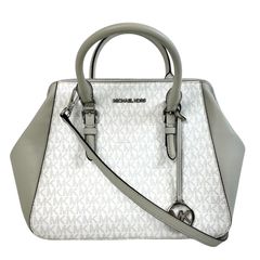 MICHEAL KORS トートバッグ ホワイト グレー 南京錠 チャーム付き 