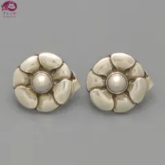 GEORG JENSEN ジョージ・ジェンセン フラワー イヤリング 両耳 36 スターリングシルバー SV925 アンティーク ヴィンテージのサムネイル