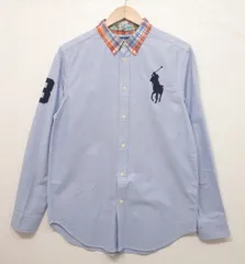 RALPH LAUREN (XL18-20) 170/88 チェック襟 オックスフォードBDシャツ ボタンダウン ビッグポニー ロゴ ラルフローレン K4-118