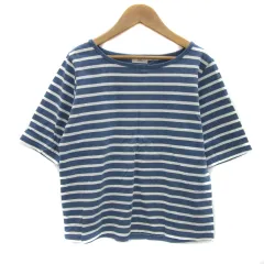 ビームスハート BEAMS HEART Tシャツ カットソー 五分袖 ラウンドネック ボーダー柄 青 ブルー 白 ホワイト /YS17