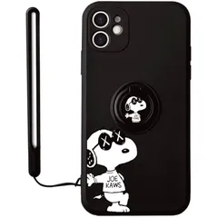 iPhone 17ケース リング付きスマホケース ストラップ付 スマホカバー スヌーピー キャラクター シリコン 落下防止 ストライプ 耐衝撃 防塵 割れない おしゃれ かわいい おもしろ クリスマス 誕生日 プレゼント スマホカバー ケース 一体型 (iPh