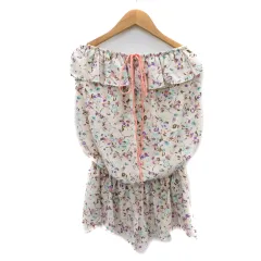 スナイデル SNIDEL オールインワン コンビネゾン ショート丈 オフショルダー 半袖 花柄 F マルチカラー ピンクベージュ /YK34