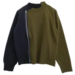 Sacai サカイ SCM-250 Wool Knit x Sponge Sweat Blouson ウールニット スポンジスウェット ドッキング ブルゾン ネイビー系 カーキ系 1【中古】