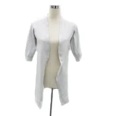 アプワイザーリッシェ Apuweiser-riche ニットカーディガン 五分袖 ロング丈 前開き 2 M グレー /HO30