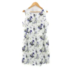 ロペピクニック ROPE Picnic ワンピース ラウンドネック ノースリーブ ひざ丈 花柄 38 M マルチカラー オフホワイト /HO36