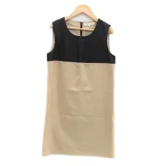 ロペピクニック ROPE Picnic ワンピース ラウンドネック ノースリーブ ひざ丈 38 M 黒 ブラック ベージュ /HO13