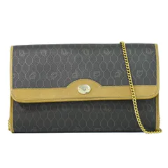 本物 クリスチャン ディオール Christian Dior ハニカム柄 チェーン ショルダーバッグ PVC ブラック バッグ 中古・