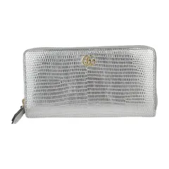 GUCCI グッチ GGマーモント  長財布 456117 リザード   シルバー ゴールド金具  ラウンドファスナー 【本物保証】 GUCCI グッチ 長財布 456117 リザード シルバー ゴールド金具 GG