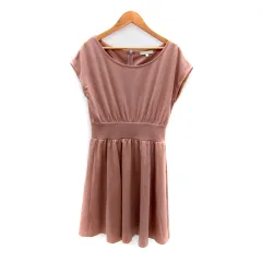 プロポーション ボディドレッシング PROPORTION BODY DRESSING ワンピース ひざ丈 フレンチスリーブ ラウンドネック 無地 3 ピンク /SY8