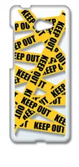 【新品未使用】かんたんスマホ2 BASIO4 KYV47 ベイシオ4 クリア ハードケース KEEP OUT（イエロー） 立ち入り禁止 テープ スマホケース スマホ 携帯ケース クリアケース