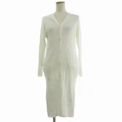 アプワイザーリッシェ Apuweiser-riche 美品 ロング カーディガン ニット Vネック 長袖 リブ F 白 ホワイト