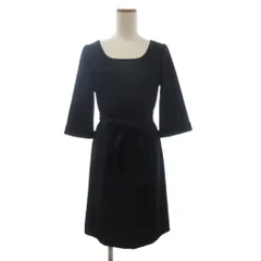 ナチュラルビューティーベーシック NATURAL BEAUTY BASIC ワンピース 五分袖 ひざ丈 黒 ブラック S