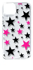 【新品未使用】iPhone14 Plus アイフォン14プラス クリア ハードケース 星柄（ブラック/ピンク） スター スマホケース スマホ 携帯ケース クリアケース