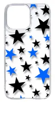 【新品未使用】iPhone15 Pro Max アイフォン15プロマックス クリア ハードケース 星柄（ブラック/ブルー） スター スマホケース スマホ 携帯ケース クリアケース