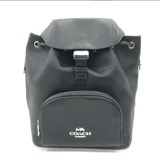 COACH コーチ レザー リュックサック ブラック ロゴストラップ バックパック 黒