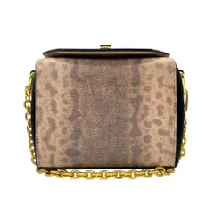 展示品 アレキサンダーマックイーン ボックスバッグ19 チェーンショルダー パイソン調 ゴールド金具 レザー ベージュ Alexander McQueen 特別感 高級感 上品 洗練 コーデ主役 映え エレガントのサムネイル