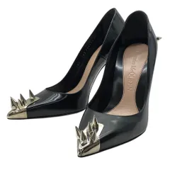 美品 アレキサンダーマックイーン スパイクパンプス メタルトゥ スタッズ ブラック シルバー Alexander McQueen [サイズ38(約24.5cm)] 洗練 上品 エレガント 高級感 モード 主役級のサムネイル