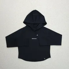 XEXYMIX ブラック フーディー クロップドTシャツ アスレチック K5W2797