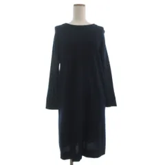 ブルーレーベルクレストブリッジ BLUE LABEL CRESTBRIDGE ニット ワンピース ロング丈 長袖 紺 ネイビー 36