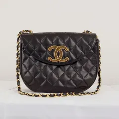 シャネル CHANEL マトラッセ デカココ ラムスキン チェーンショルダー ミニバッグ ポシェット ブラック 0番台 ゴールド金具 ABランク