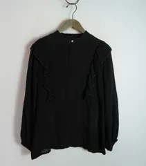 美品 正規 Audrey and John Wad オードリーアンドジョンワッド Linen Shirt 長袖 リネン フリル シャツ 黒 ブラック 1002P★2のサムネイル