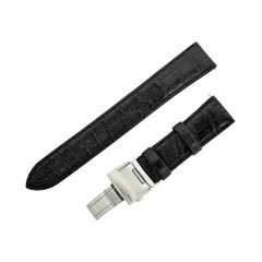 【名東】セイコー Dバックル付 替えベルト ブラック 黒 クロコ ラグ幅20mm 腕時計 パーツ 小物 時計ベルト 時計アクセサリー