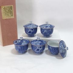 新品 京焼 清水焼 橋本龍岳 平安龍岳 祥瑞古文 蓋付湯呑 汲出碗 伝統