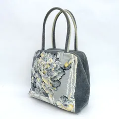 FEILER / フェイラー ■ハンドバッグ　コットン　花　グレー 【バッグ/バック/BAG/鞄/カバン】 ブランド【中古】 