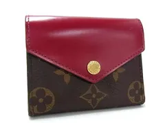 LOUIS VUITTON ルイヴィトン 三つ折り財布 モノグラム ポルトフォイユ・ゾエ M62932 ブラウン フューシャ PVC レザー レディース ゴールド金具
